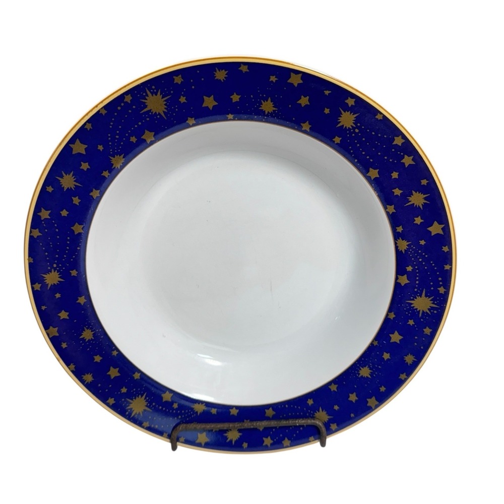 Sakura TableTrendz Lumina Celestial Soup Bowl Blue Gold Stars Stoneware 8.25"